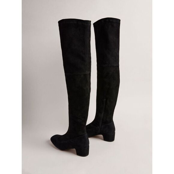 TED BAKER Ayannah Over The Knee Suede Stretch Leather Black Boots US Size 7 New - Picture 4 of 15